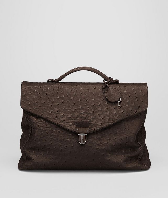 BOTTEGA VENETA Cioccolato Antique Ostrich Briefcase Business bag U fp