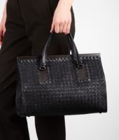 Bottega Veneta® Nero Intreccio Tricot Raffia Bag Bottega Veneta® Nero Intreccio Tricot Raffia Bag