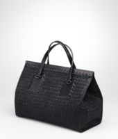 Bottega Veneta® Nero Intreccio Tricot Raffia Bag Bottega Veneta® Nero Intreccio Tricot Raffia Bag