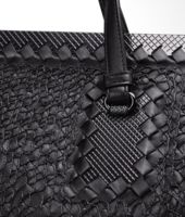 Bottega Veneta® Nero Intreccio Tricot Raffia Bag Bottega Veneta® Nero Intreccio Tricot Raffia Bag