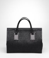 Bottega Veneta® Nero Intreccio Tricot Raffia Bag Bottega Veneta® Nero Intreccio Tricot Raffia Bag