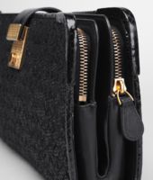 Bottega Veneta® Nero Raffia Wool Ayers Clutch Bottega Veneta® Nero Raffia Wool Ayers Clutch