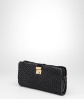 Bottega Veneta® Nero Raffia Wool Ayers Clutch Bottega Veneta® Nero Raffia Wool Ayers Clutch