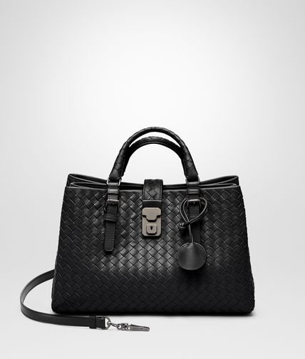 BOTTEGA VENETA - Nero Intrecciato Light Calf Roma Bag