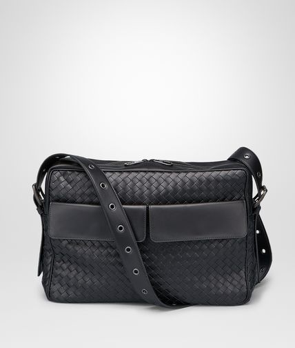 BOTTEGA VENETA - Messenger Umhängetasche aus VN-Leder Intrecciato Nero