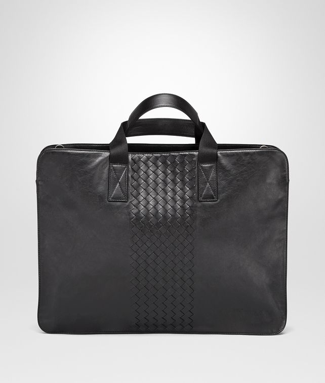 BOTTEGA VENETA BRIEFCASE IN NERO CALF, INTRECCIATO DETAILS Business bag U fp