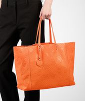 Bottega Veneta® Tangerine Intrecciomirage Intarsio Large Tote Bottega Veneta® Tangerine Intrecciomirage Intarsio Large Tote