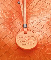 Bottega Veneta® Tangerine Intrecciomirage Intarsio Large Tote Bottega Veneta® Tangerine Intrecciomirage Intarsio Large Tote