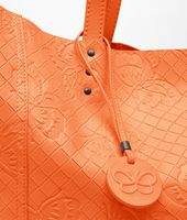 Bottega Veneta® Tangerine Intrecciomirage Intarsio Large Tote Bottega Veneta® Tangerine Intrecciomirage Intarsio Large Tote