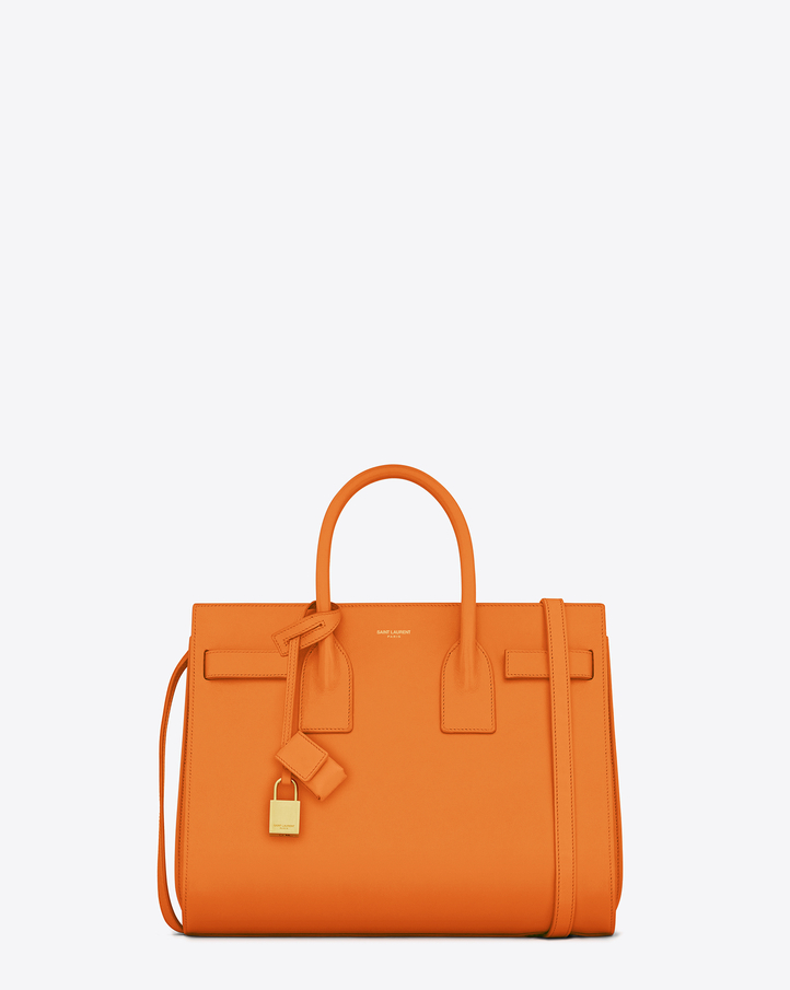 saintlaurent, Classic Small Sac de Jour Bag in Orange Leather