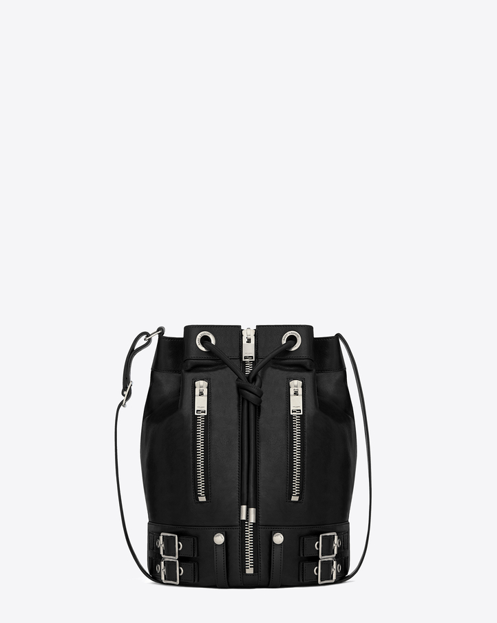 Saint Laurent Rider Bucket Bag In Black Leather | YSL.com  