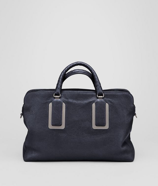 BOTTEGA VENETA Prusse Buffalo Leather Metal Briefcase Business bag U fp