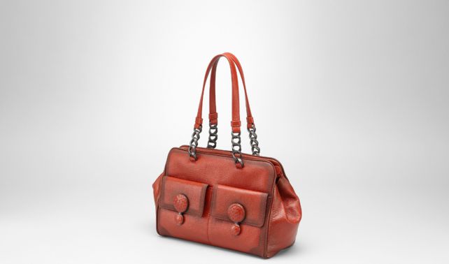 BOTTEGA VENETA - BURNT RED MADRAS CHIAROSCURO BAG