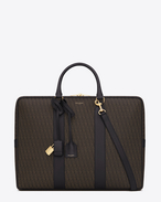 CLASSIC Toile Monogram FLAT BRIEFCASE IN BLACK Printed CANVAS AND LEATHER