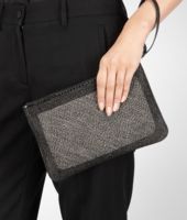 Bottega Veneta® MEDIUM GREY BELLAGIO AYERS Pouch Bottega Veneta® MEDIUM GREY BELLAGIO AYERS Pouch