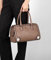 Bottega Veneta® MUD INTRECCIO BORDER CALF SPHERE BAG Bottega Veneta® MUD INTRECCIO BORDER CALF SPHERE BAG
