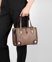 Bottega Veneta® MUD INTRECCIO BORDER CALF SPHERE BAG Bottega Veneta® MUD INTRECCIO BORDER CALF SPHERE BAG