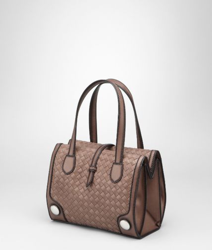 BOTTEGA VENETA - MUD INTRECCIO BORDER CALF SPHERE BAG