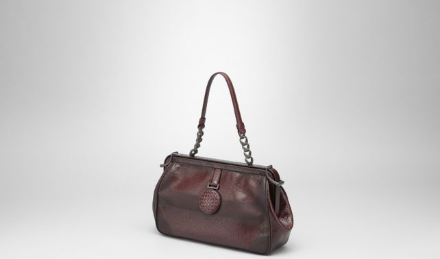 BOTTEGA VENETA - AUBERGINE MADRAS CHIAROSCURO BAG