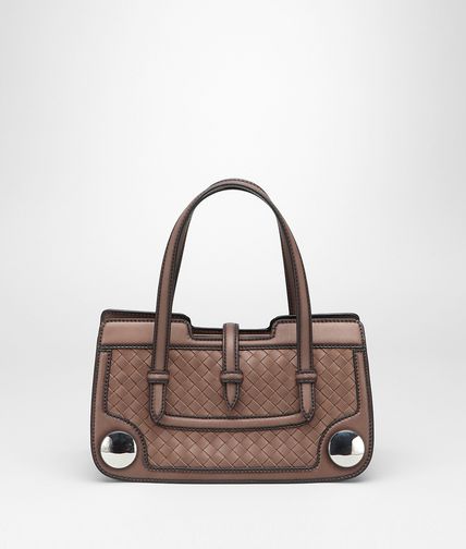 BOTTEGA VENETA - MUD INTRECCIO BORDER CALF SPHERE BAG