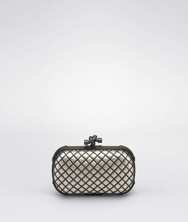 BOTTEGA VENETA PLATINUM METAL GRID KNOT Clutch D fp