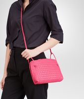 Bottega Veneta® ROSA SHOCK INTRECCIATO NAPPA MESSENGER BAG Bottega Veneta® ROSA SHOCK INTRECCIATO NAPPA MESSENGER BAG