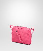 Bottega Veneta® ROSA SHOCK INTRECCIATO NAPPA MESSENGER BAG Bottega Veneta® ROSA SHOCK INTRECCIATO NAPPA MESSENGER BAG