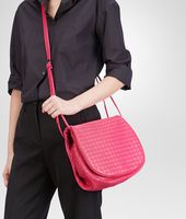 Bottega Veneta® ROSA SHOCK INTRECCIATO NAPPA MESSENGER BAG Bottega Veneta® ROSA SHOCK INTRECCIATO NAPPA MESSENGER BAG