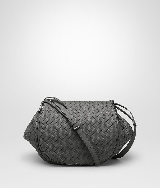 BOTTEGA VENETA MESSENGER BAG IN NEW LIGHT GREY INTRECCIATO NAPPA Crossbody bag D fp