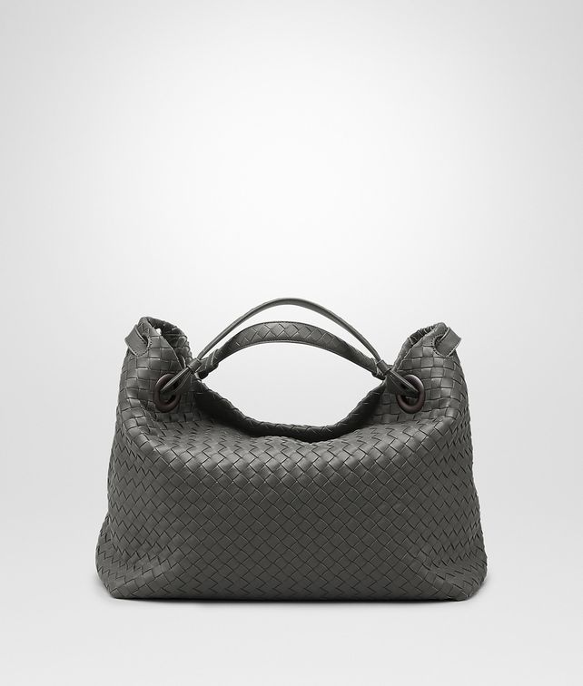 BOTTEGA VENETA MEDIUM SHOULDER BAG IN NEW LIGHT GREY INTRECCIATO NAPPA Shoulder or hobo bag D fp