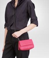 Bottega Veneta® ROSA SHOCK INTRECCIATO NAPPA MESSENGER BAG Bottega Veneta® ROSA SHOCK INTRECCIATO NAPPA MESSENGER BAG