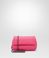 Bottega Veneta® ROSA SHOCK INTRECCIATO NAPPA MESSENGER BAG Bottega Veneta® ROSA SHOCK INTRECCIATO NAPPA MESSENGER BAG