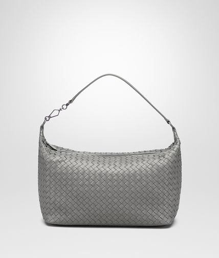 BOTTEGA VENETA - New Light Grey Intrecciato Nappa Bag