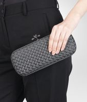 Bottega Veneta® MEDIUM GREY INTRECCIATO SILK STRETCH KNOT Bottega Veneta® MEDIUM GREY INTRECCIATO SILK STRETCH KNOT