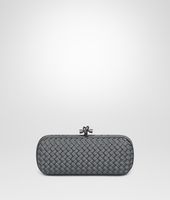 Bottega Veneta® MEDIUM GREY INTRECCIATO SILK STRETCH KNOT Bottega Veneta® MEDIUM GREY INTRECCIATO SILK STRETCH KNOT