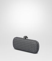 Bottega Veneta® MEDIUM GREY INTRECCIATO SILK STRETCH KNOT Bottega Veneta® MEDIUM GREY INTRECCIATO SILK STRETCH KNOT