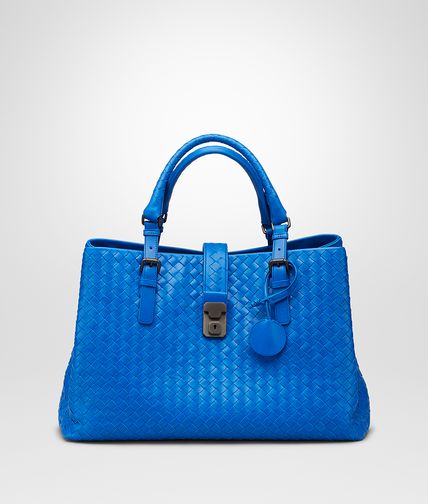 BOTTEGA VENETA - SIGNAL BLUE Intrecciato Light Calf ROMA BAG