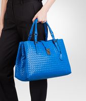 Bottega Veneta® Signal Blue Intrecciato Light Calf Roma Bag Bottega Veneta® Signal Blue Intrecciato Light Calf Roma Bag