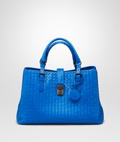 Bottega Veneta® Signal Blue Intrecciato Light Calf Roma Bag Bottega Veneta® Signal Blue Intrecciato Light Calf Roma Bag