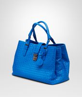 Bottega Veneta® Signal Blue Intrecciato Light Calf Roma Bag Bottega Veneta® Signal Blue Intrecciato Light Calf Roma Bag