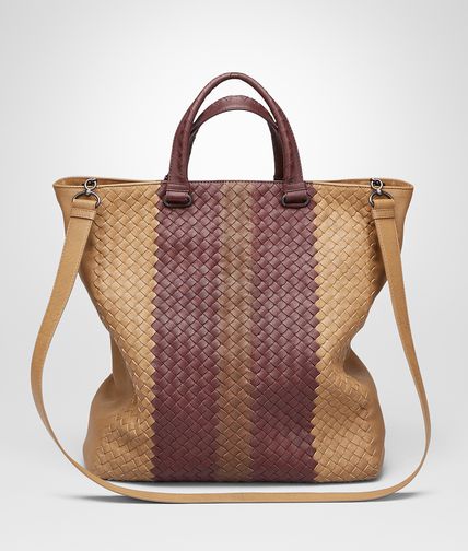 BOTTEGA VENETA - New Bronze Aubergine Edoardo Intrecciato Club Fumé Tote Bag