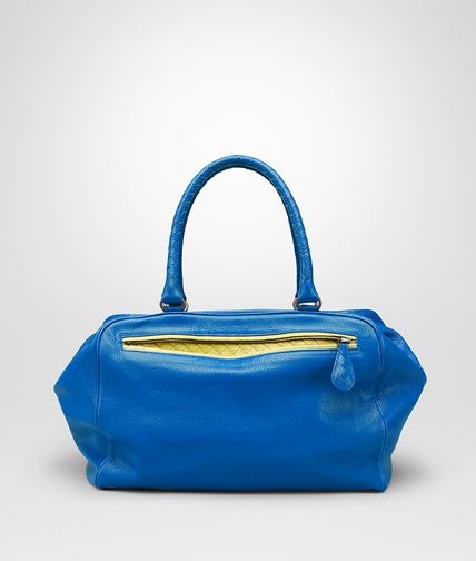 BOTTEGA VENETA - Signal Blue New Chartreuse Madras Heritage Brera Bag