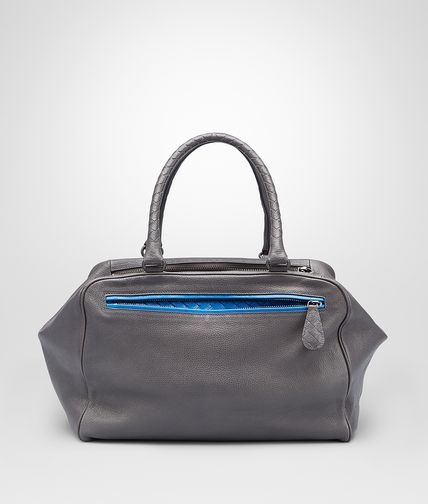BOTTEGA VENETA - Medium Grey Signal Blue Madras Heritage Brera Bag