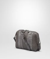 Bottega Veneta® New Light Grey Intrecciato Nappa Ayers Messenger Bag Bottega Veneta® New Light Grey Intrecciato Nappa Ayers Messenger Bag