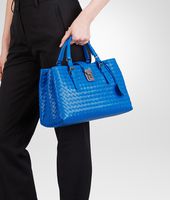 Bottega Veneta® SIGNAL BLUE Intrecciato Light Calf ROMA BAG Bottega Veneta® SIGNAL BLUE Intrecciato Light Calf ROMA BAG