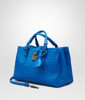 Bottega Veneta® SIGNAL BLUE Intrecciato Light Calf ROMA BAG Bottega Veneta® SIGNAL BLUE Intrecciato Light Calf ROMA BAG