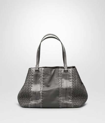 BOTTEGA VENETA - NEW LIGHT GREY INTRECCIATO NAPPA AYERS TOTE BAG