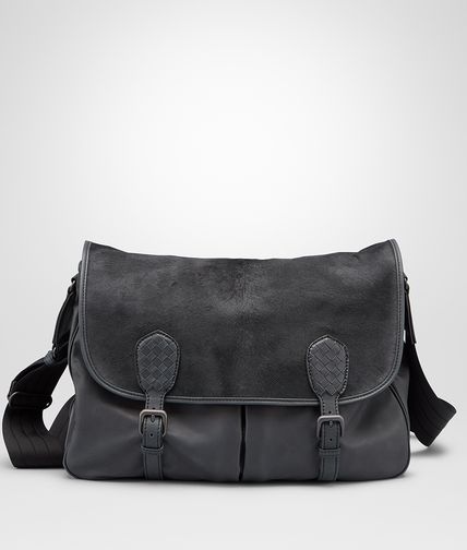 BOTTEGA VENETA - NEW DARK GREY PONY WAXED LEATHER GARDENA BAG