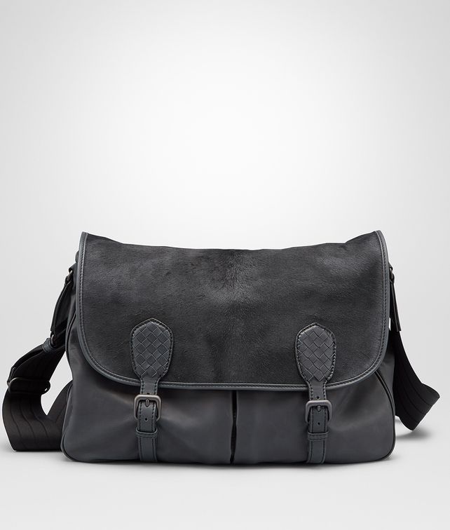 BOTTEGA VENETA BORSA GARDENA NEW DARK GREY IN PONY E PELLE CERATA Borsa a Tracolla D fp