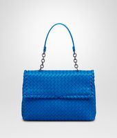 Bottega Veneta® SIGNAL BLUE INTRECCIATO NAPPA OLIMPIA BAG Bottega Veneta® SIGNAL BLUE INTRECCIATO NAPPA OLIMPIA BAG